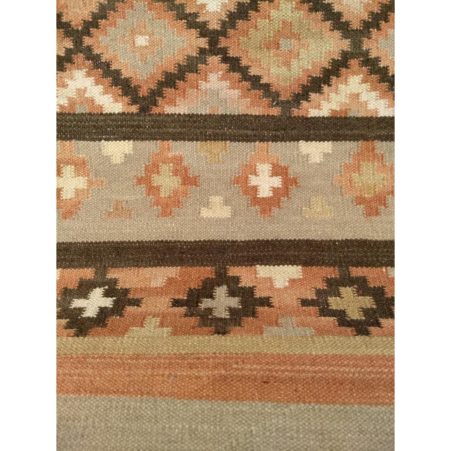 Mid 20th Century Vintage American Southwestern Kilim Rug, Handwoven Wool, Geometric Pattern, 3x5 For Sale - Image 5 of 6