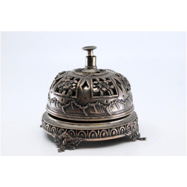 Silver Bell with a Cut-Out and Embossed Lid with Floral Motifs For Sale - Image 3 of 10