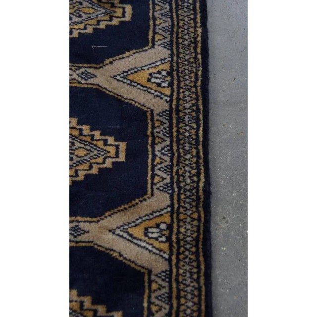 1980s Runner Rug in Blue and Beige Tones For Sale - Image 5 of 8
