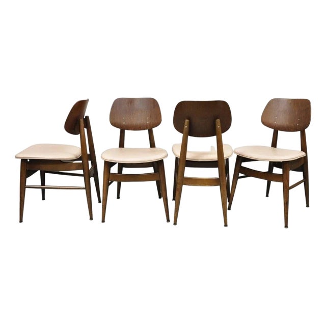 Vintage Thonet Mid Century Modern Bentwood Walnut Dining Chairs - Set of 4 For Sale