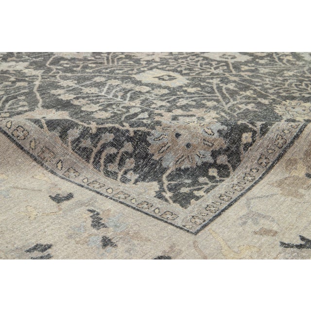 Textile Apadana's Modern Mahal Style Handmade Indian Wool Rug in Gray For Sale - Image 7 of 11