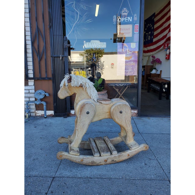 Beige Vintage Wooden Rocking Horse For Sale - Image 8 of 10