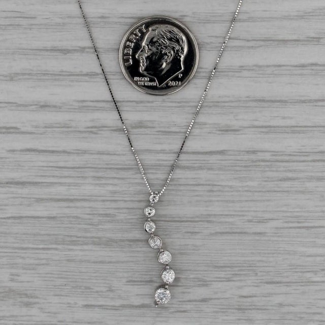 0.50ctw Graduated Diamond Journey Pendant Necklace 14k White Gold 18" Box Chain For Sale - Image 4 of 6