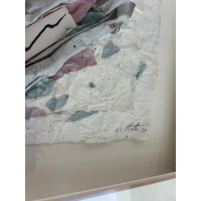 Original mixed media paper assemblage by Martha Chatelain, signed lower right, dated 1989, and marked 1/1 (one-of-one)....