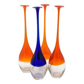 Mid-Century Modern Kamei Glass Solifleur Bud Vases - Set of 4 For Sale