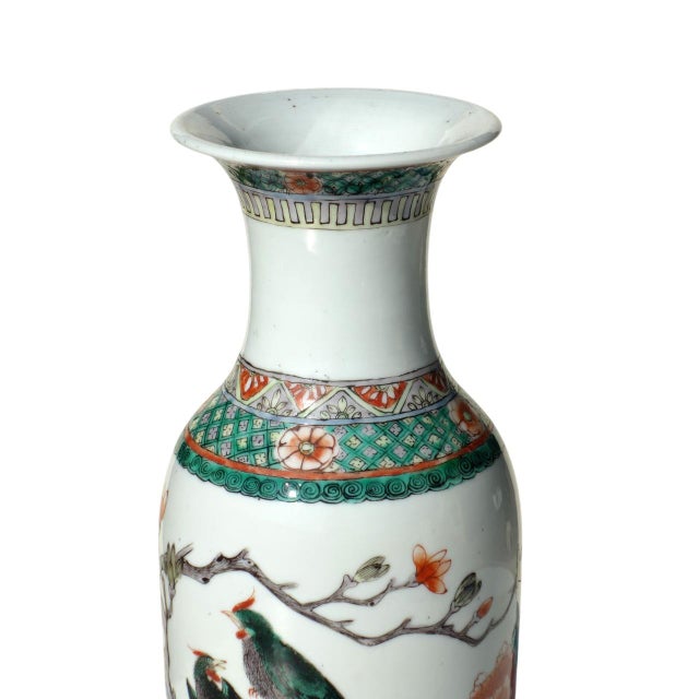 Ceramic Famille Verte Qing Dinasty Chinese Art Porcelain Vase, 1800s For Sale - Image 7 of 9