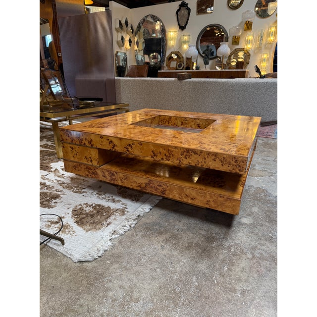 Willy Rizzo Mid-Century Burl Wood Coffee Table For Sale - Image 10 of 10