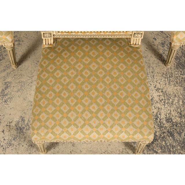 Set of Six Late 19th Century French Louis XVI Style Painted Cane Back Dining Chairs For Sale - Image 9 of 18