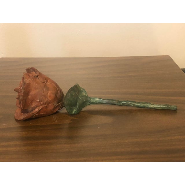 Late 20th Century Brutalist Cast Iron Rose Sculpture For Sale In New York - Image 6 of 11