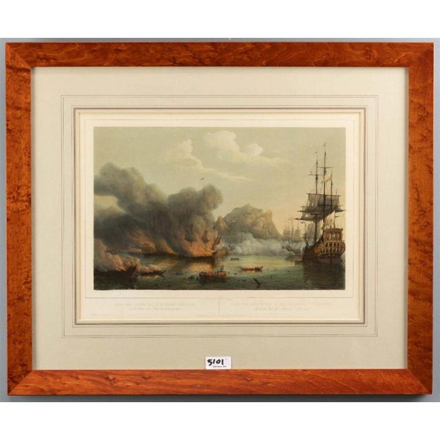 After Petrus Johannes Schotel, Naval Battle, Etna and Palermo Engagements of 1676, Lithographs, Set of 2, Framed For Sale - Image 3 of 9