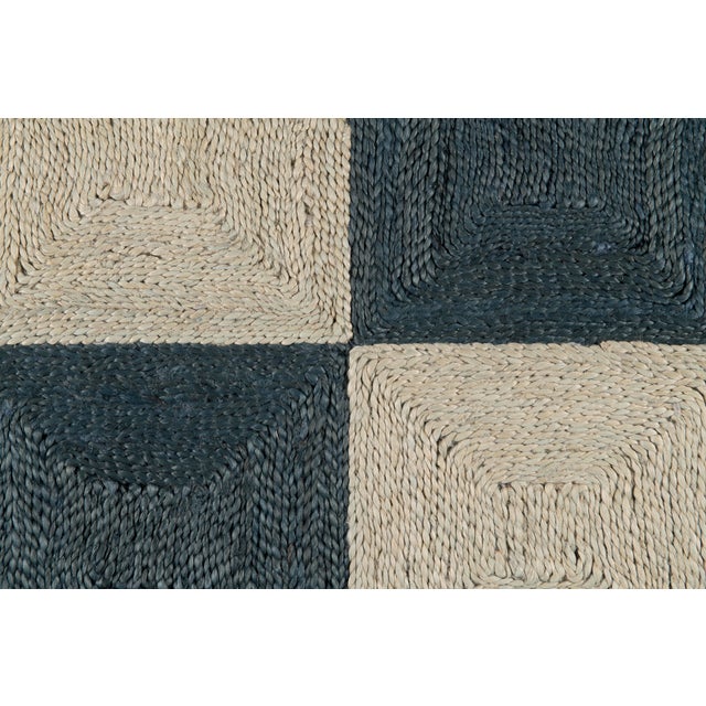 Transitional Part & Parcel Goods Jute Block Rug, 12'x15', Navy and Sky Blue For Sale - Image 3 of 5