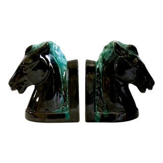Vintage Blue Mountain Pottery Horse Head Book Ends - a Pair For Sale