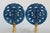 Chinoiserie Chinese Good Fortune Lamp Finials in Mottled Blue on Brass Hardware - A Matching Pair For Sale - Image 3 of 6