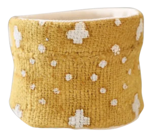 Vintage African Textile Yellow Mudcloth Planter