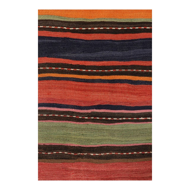 1950s Vintage Persian Bidjar Kilim in Colorful Polychromatic Stripes by Rug & Kilim For Sale