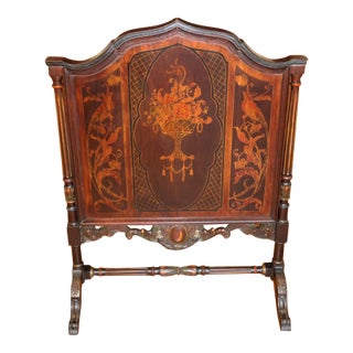 1920's Mahogany Paint Decorated Regency Style Fireplace Screen For Sale