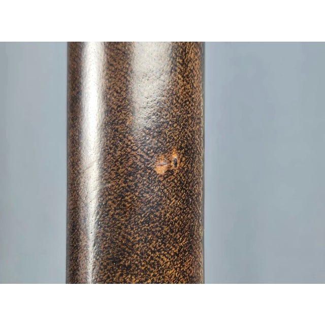 1990s Brass Marble Leather Wrapped Candlestick Table Lamps, Maitland Smith Style - a Pair For Sale - Image 10 of 16