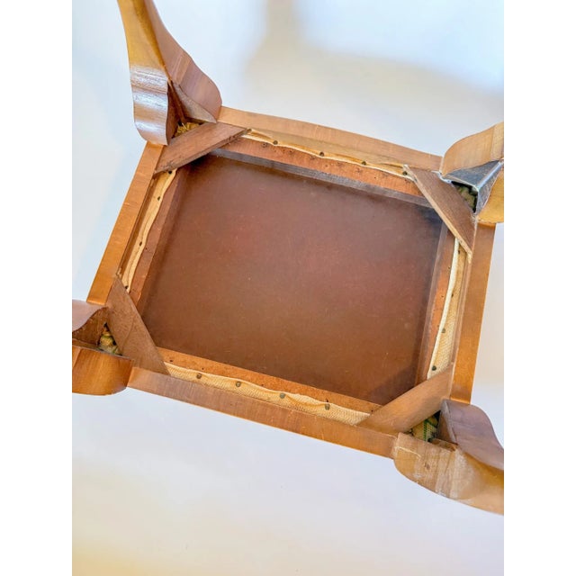 Vintage Queen Anne Style Embroidered Needlepoint Stool With Cabriole Legs For Sale - Image 12 of 14