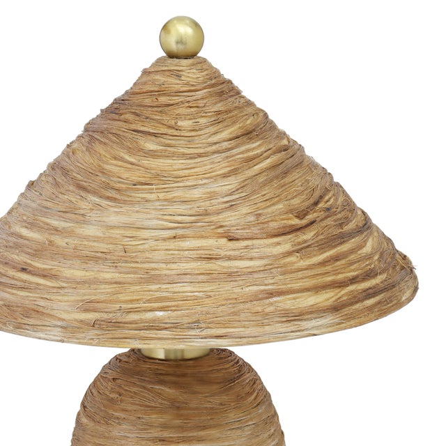 2020s Coco Natural Coconut Fiber Pointed Table Lamp For Sale - Image 5 of 7