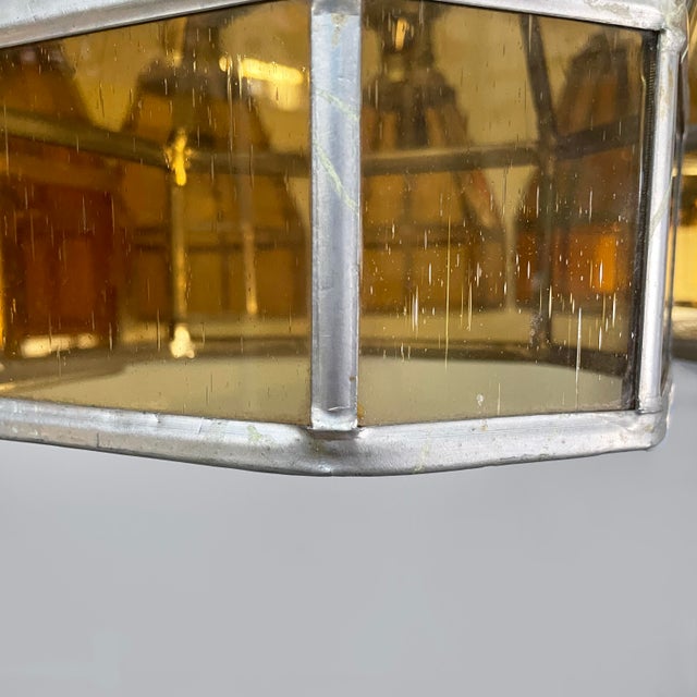 German Art Deco Chandelier in Yellow Glass and Metal, 1930s For Sale - Image 10 of 18