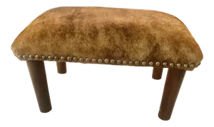1970s Vintage Rustic Cowhide Stool