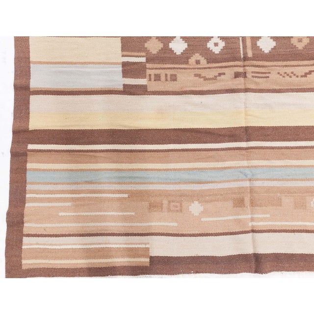 Textile Doris Leslie Blau Mid-20th Century Finnish Brown, Beige Wool Rug For Sale - Image 7 of 10