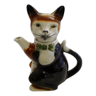 Zoomorphic Cat Teapot in English Earthenware by Tony Wood Studio, 1970s For Sale