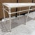 Mid-Century Modern Vintage Off White Wrought Iron Console Table Travertine Stone Top Hollywood Regency For Sale - Image 3 of 7