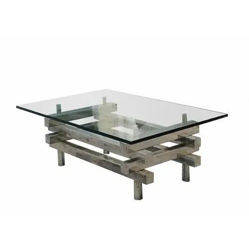 Chromed Metal and Glass Coffee Table, 1970s For Sale - Image 4 of 8