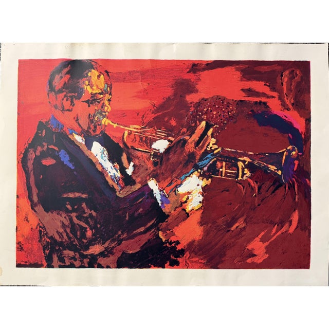 Satchmo Louis Armstrong, unsigned screen print, no edition number, attributed to LeRoy Neiman circa 1976, paper measuring...