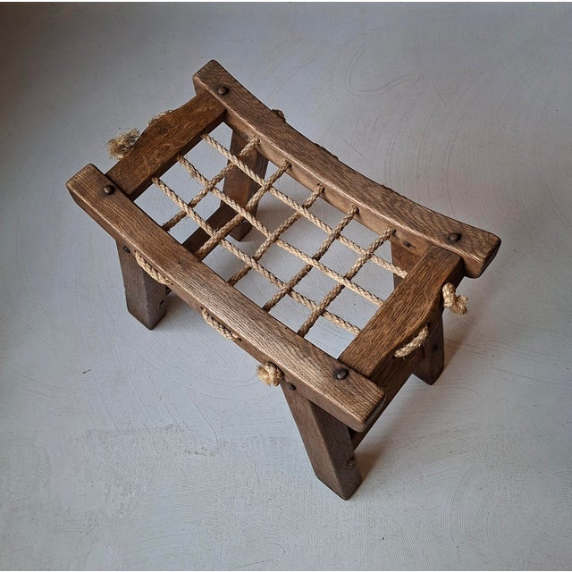 Brutalist Vintage Galleon Stool with Rope Seat, 1950s For Sale - Image 3 of 7