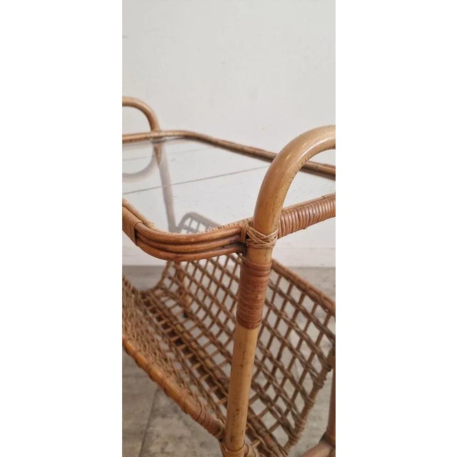 Wood French Rattan Magazine Rack, 1975 For Sale - Image 7 of 9