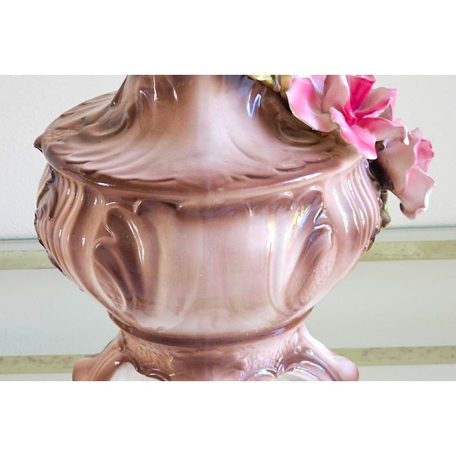 Vintage Italian Capodimonte Porcelain Floral Pitcher Ewer / Vase For Sale - Image 16 of 18