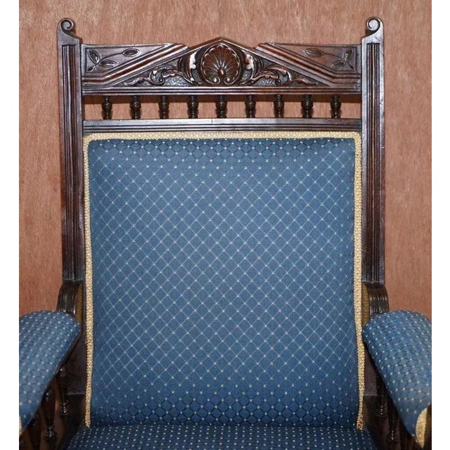 Hollywood Regency Early Victorian Carved Hardwood Reading Armchair For Sale - Image 3 of 10