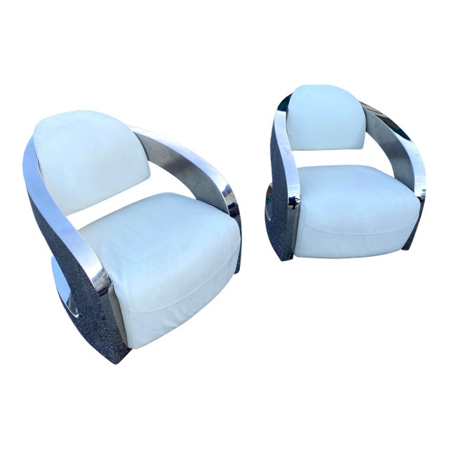 Modern Aviator Lounge Chairs in the Style of Milo Baughman - a Pair For Sale