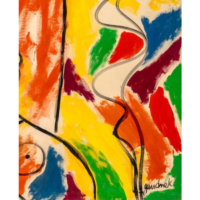 Late 20th Century Walter Gaudnek Abstract Figures Oil on Canvas For Sale - Image 5 of 7