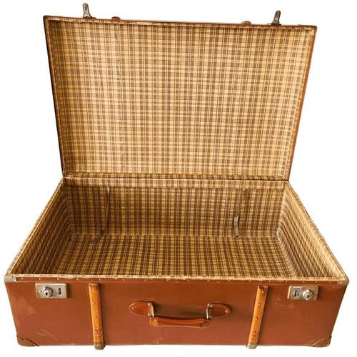 Antique Brocante Nubuck Leather Trunk, 1920s For Sale - Image 6 of 10