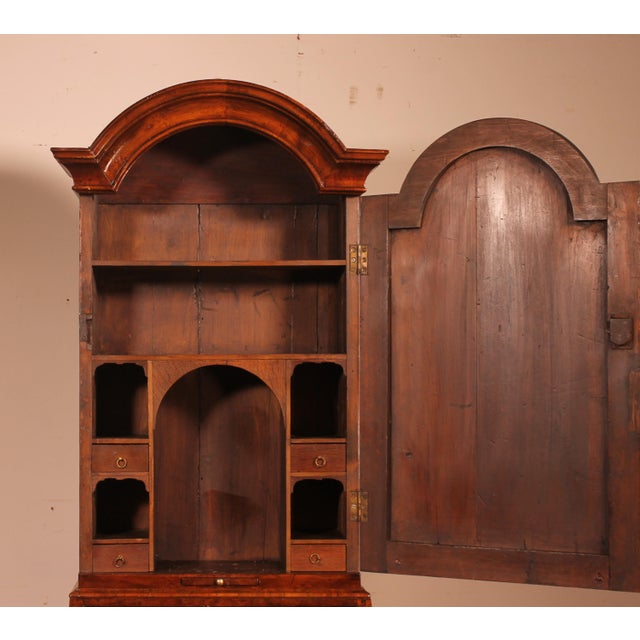 Small Secretaire in Burl Walnut with Dome, 18th Century For Sale - Image 12 of 13