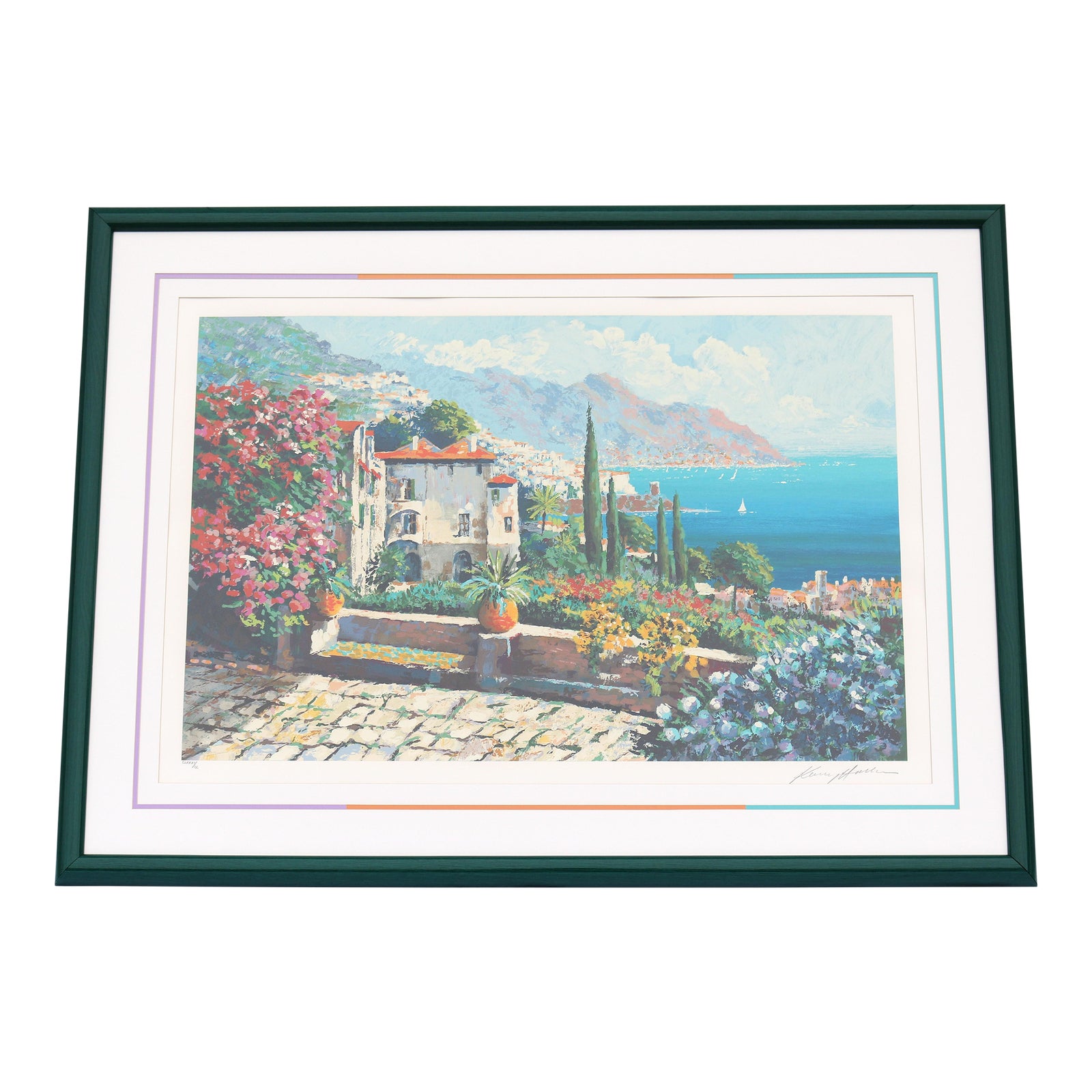 Kerry Hallam「Paradiso」版画AP版 額装 地中海 #457 1980's Kerry Hallam Amalfi Coast Mediterranean Limited Edition