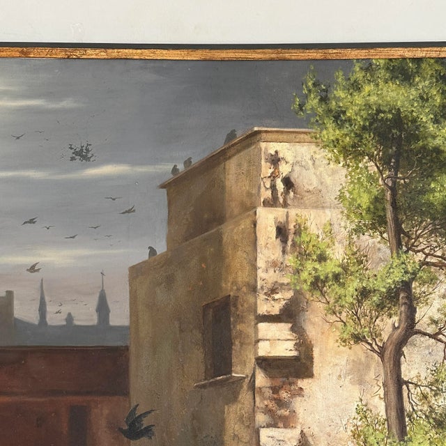 Vintage Fantasy Realist Abandoned Cityscape by Paul Gorka, Signed (1970, Oil on Canvas) For Sale In Philadelphia - Image 6 of 9