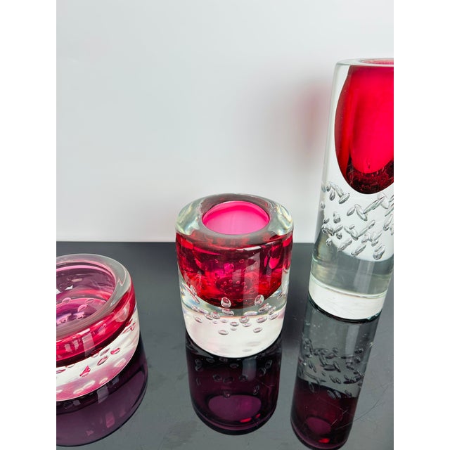 Model 7425 Art Glass Vase and Jardiniere Set by Jaroslav Svoboda for Škrdlovice, Czechoslovakia, 1974, Set of 3 For Sale - Image 11 of 15