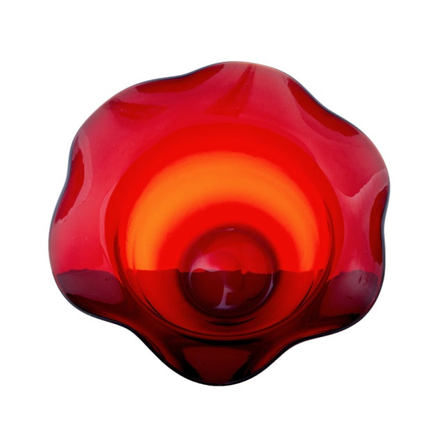 Mid-Century Modern Mid 20th Century Shaped Red Art Glass Vase by Monica Bratt, 1950s For Sale - Image 3 of 5