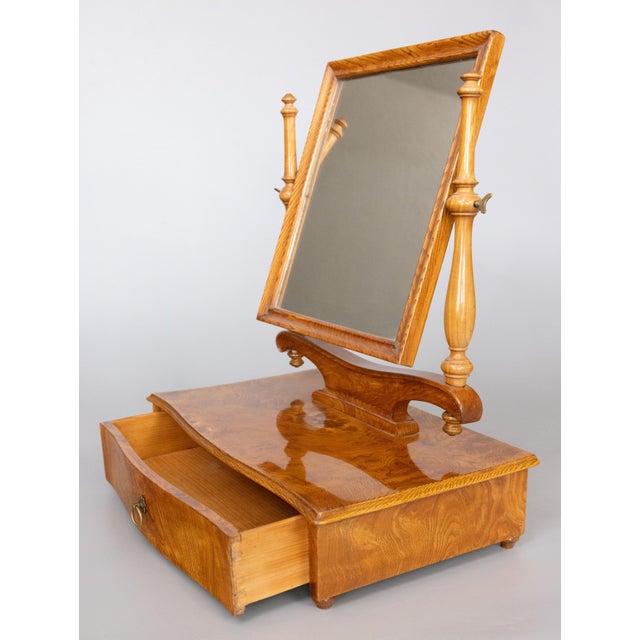 Wood 19th Century English Burlwood Dressing Table Mirror With Drawer For Sale - Image 7 of 12