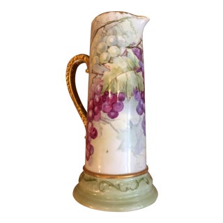 Antique Limoges Pitcher With Grape Motif For Sale