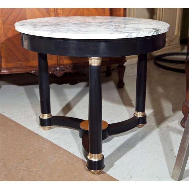 Ebonized Center Table With Marble Top | Chairish