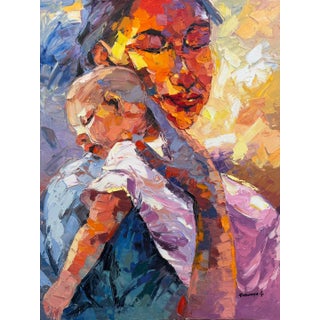 A Cradle of Quiet Solace, Impasto Oil Painting by Godfrey Afebuame (2025) For Sale