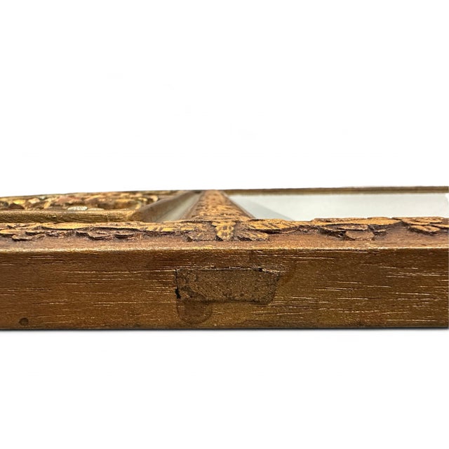 Brown Antique Chinese Two-Panel Carved Wood and Polychromed Mirror, Circa 1900 For Sale - Image 8 of 12