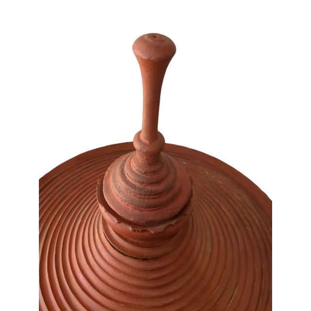 Red Antique Red Lacquered Urn, 19th C Burmese Offering Pot With Pedestal For Sale - Image 8 of 12