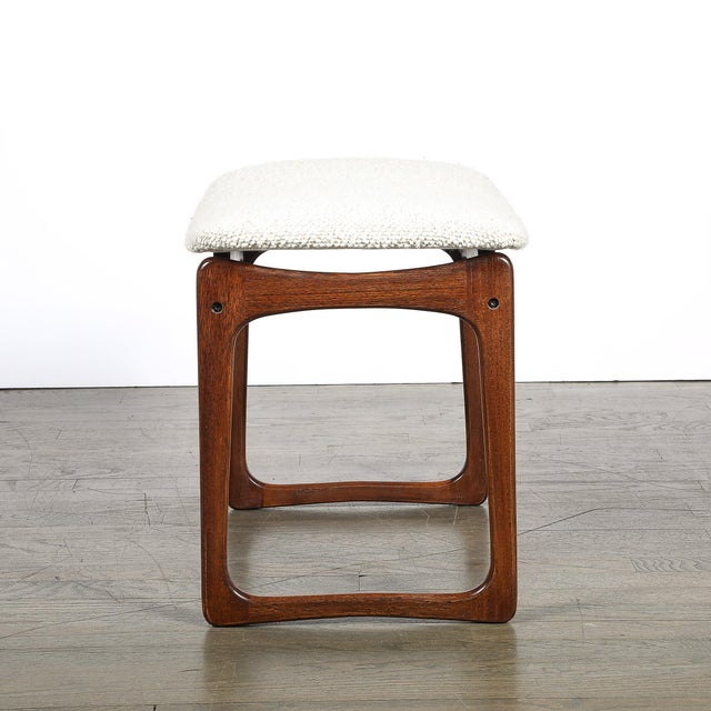 Vamdrup Stolefabrik Mid-Century Sculptural Walnut Stool in Holly Hunt Bouclé Vamdrup Stolefabrik For Sale - Image 4 of 12