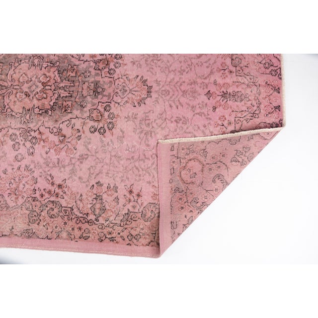 Turkish Vintage Pink Anatolian Carpet For Sale - Image 3 of 9